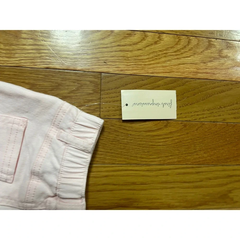 First Impressions Baby Girls Pink‎ Denim Eyelet Lace Distressed Jeans 18 Mos NWT
